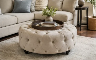 7 Best Round Tufted Ottomans to Use as a Coffee Table Alternative